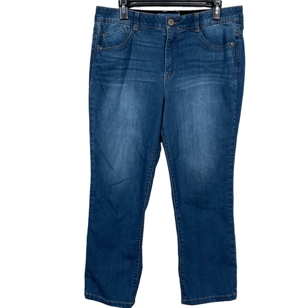 Democracy Ab Solution Jeans Capri Womens 12 Blue Denim Elastic Waist Stretch